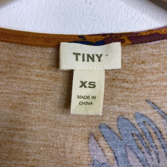 Tiny Anthropologie Floral Wrap Top Womens Sz XS Rust Orange Boho Flutter Sleeve - Picture 3 of 10